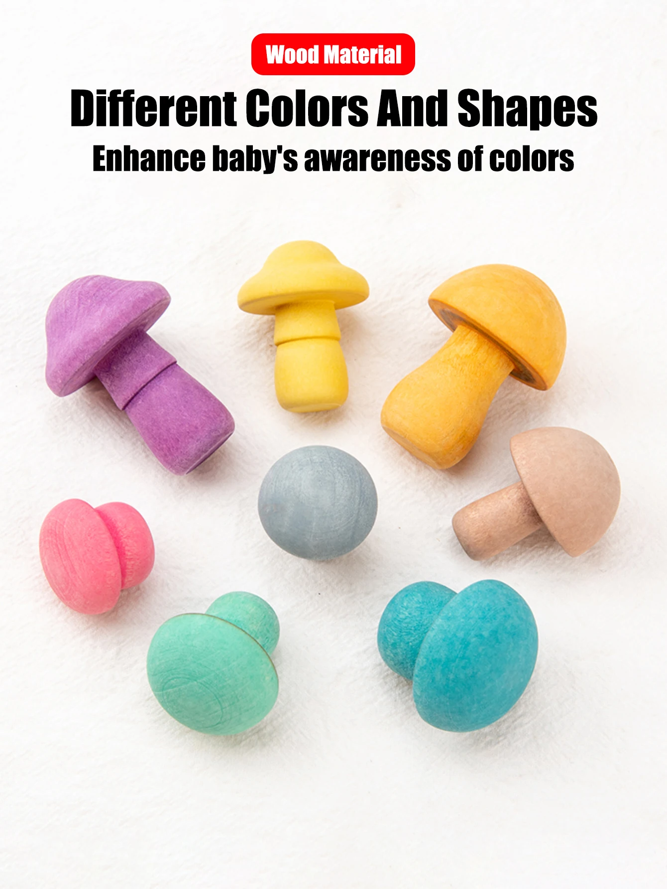 9 pezzi di giocattoli per la prima educazione dei bambini con abbinamento di colori e forme, esercizi per la raccolta dei funghi, coordinazione occhio e mano