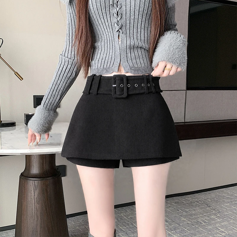 High Waist Tweed  Skirt Women's Fashion Retro Hot Girl Short Skirt A-Line Bodycon Skirt Anti-Light Walking Skirt