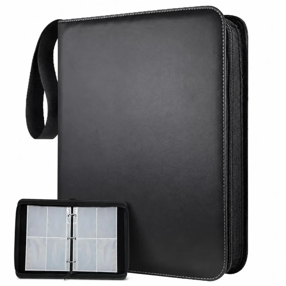 400 Pockets Album Holder Organizer PU Leather Double Sided Album Display Holder with 50 Sheets Display Gathering Card