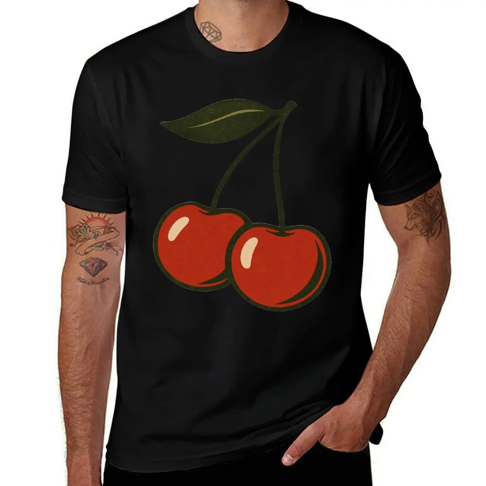 

Retro Cherry Illustration – Vintage Fruit Art, Aesthetic Pop Design T-Shirt designer shirts t shirts for men graphic