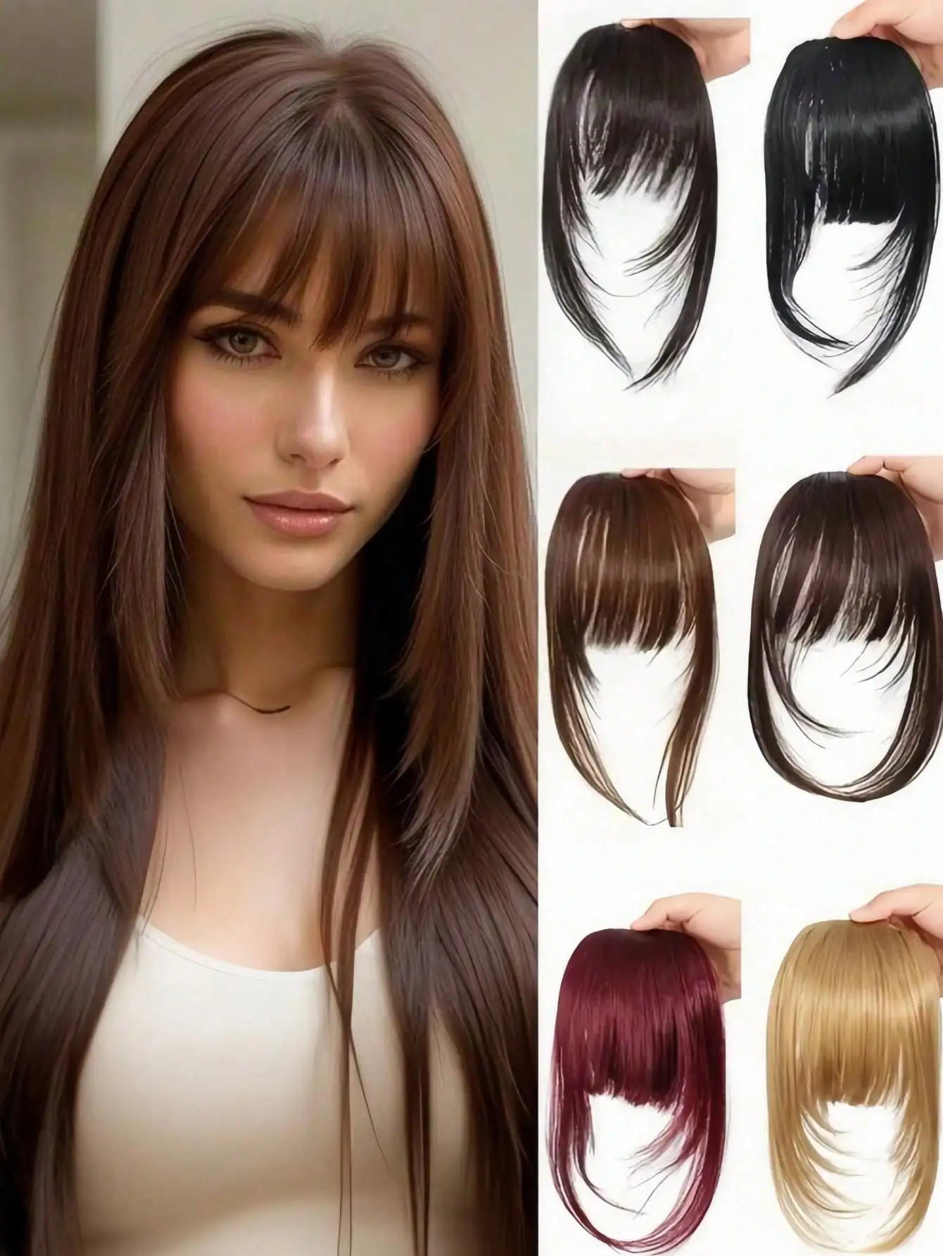 

1 Piece Colorful Synthetic Clip-In Bangs For Women, Natural Seamless Invisible Air Bangs And Side-Swept Hair Bundles, Suitable For Students And Daily Use, Available In Multiple Colors (May Slightly Differ From Images), Hair Accessories, Valentine's D