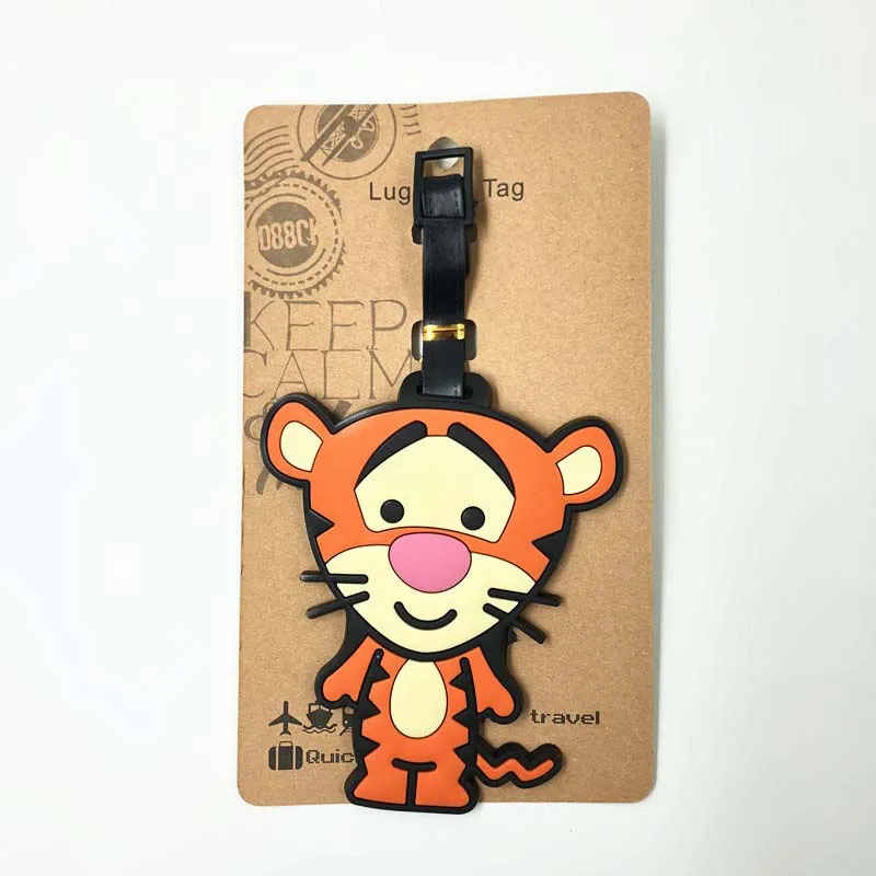 Disney Tigger & Pooh  Travel Accessories Luggage Tag Silica Gel Suitcase ID Addres Holder Baggage Boarding Tag Portable Label