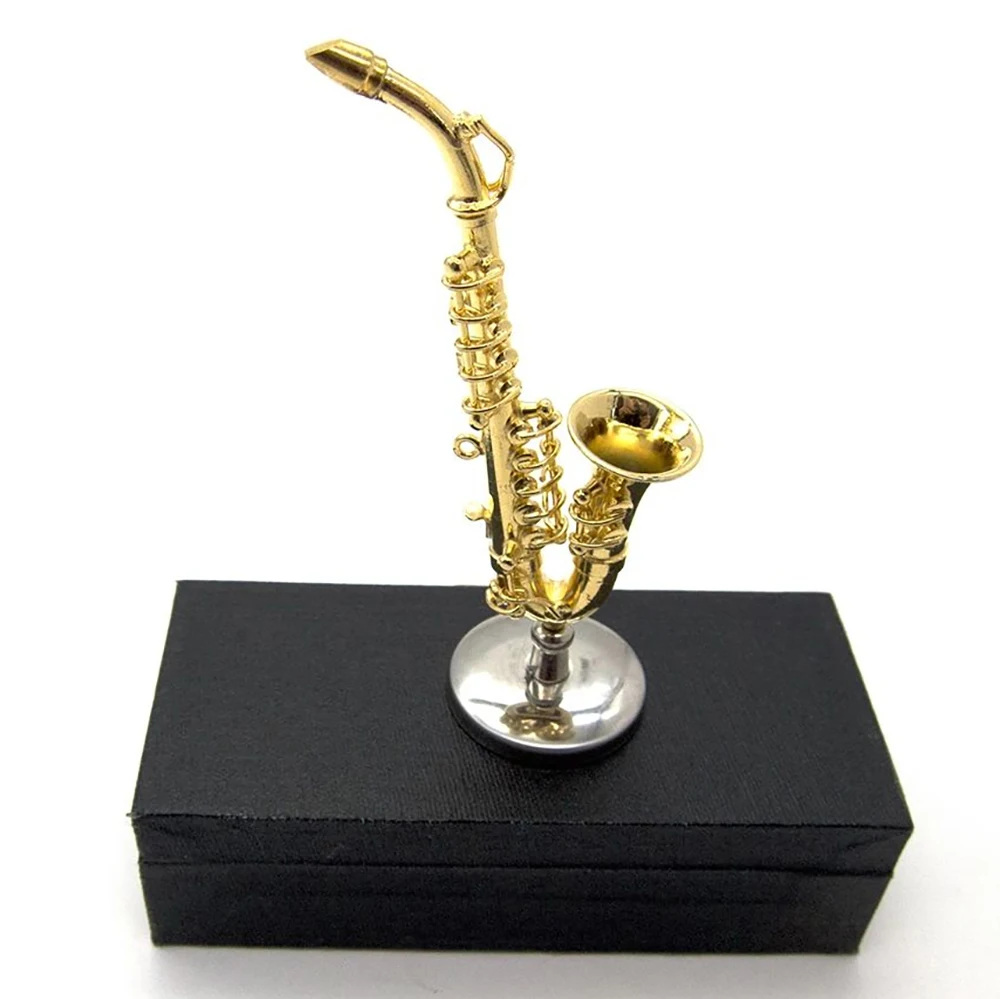1/12 Dollhouse Miniature Copper Alto Saxophone Mini Musical Instruments  for Doll House Accessories Home Decoration bjd ob11