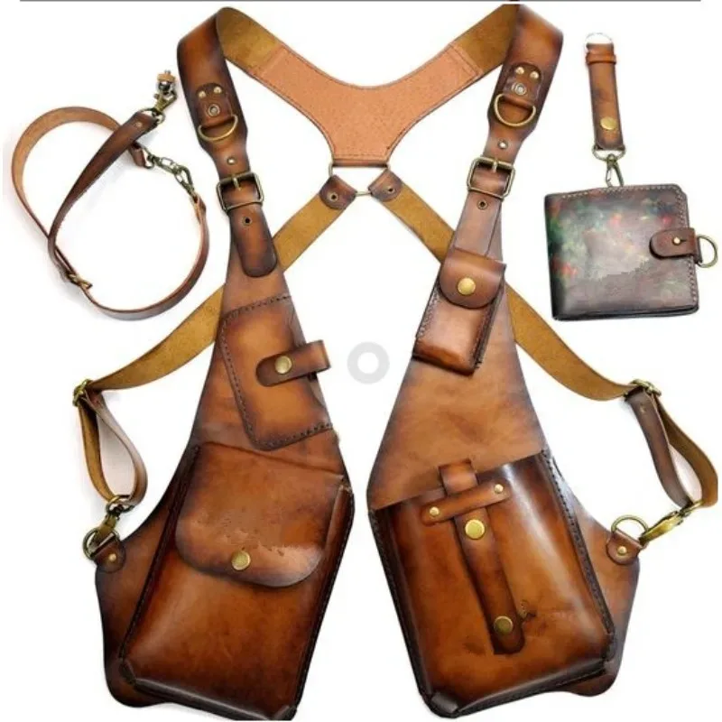 Classic Leather Shoulder Satchel Square for Outdoor Activity Mobile Phone Wallet Storage - view 3