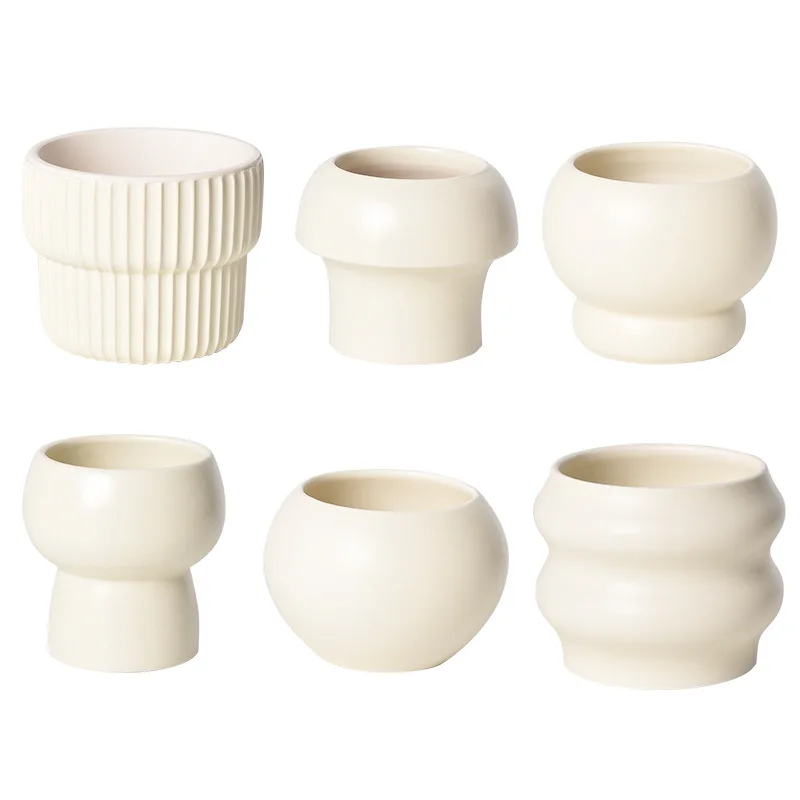 Yjq 6pcs flower pot ceramic high-end simple potted orchid succulent green plant flower pot