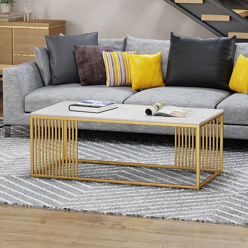 

Creative simple wrought iron small table, gold ins living room Nordic coffee table Internet celebrity marble coffee table