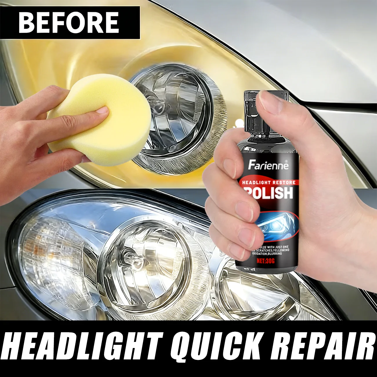 Car Headlight Lens Renovation Cream 30g Remove Yellow Fog Layer Anti Aging Keep Transparent Bright For Auto Exterior Care