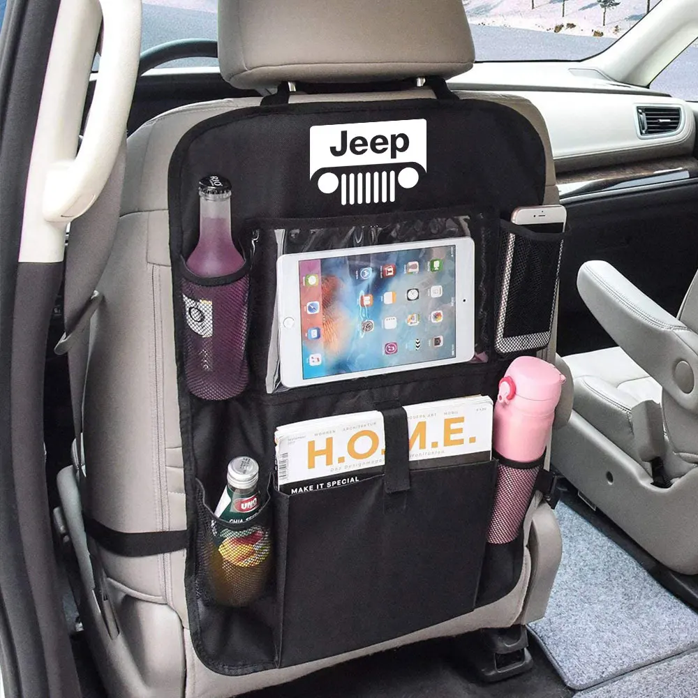 Car Backseat Storage Pockets Travel Organizer Touch Screen Tablet Holder For Jeep Patriot Cherokee Wrangler Renegade Grand WK KJ