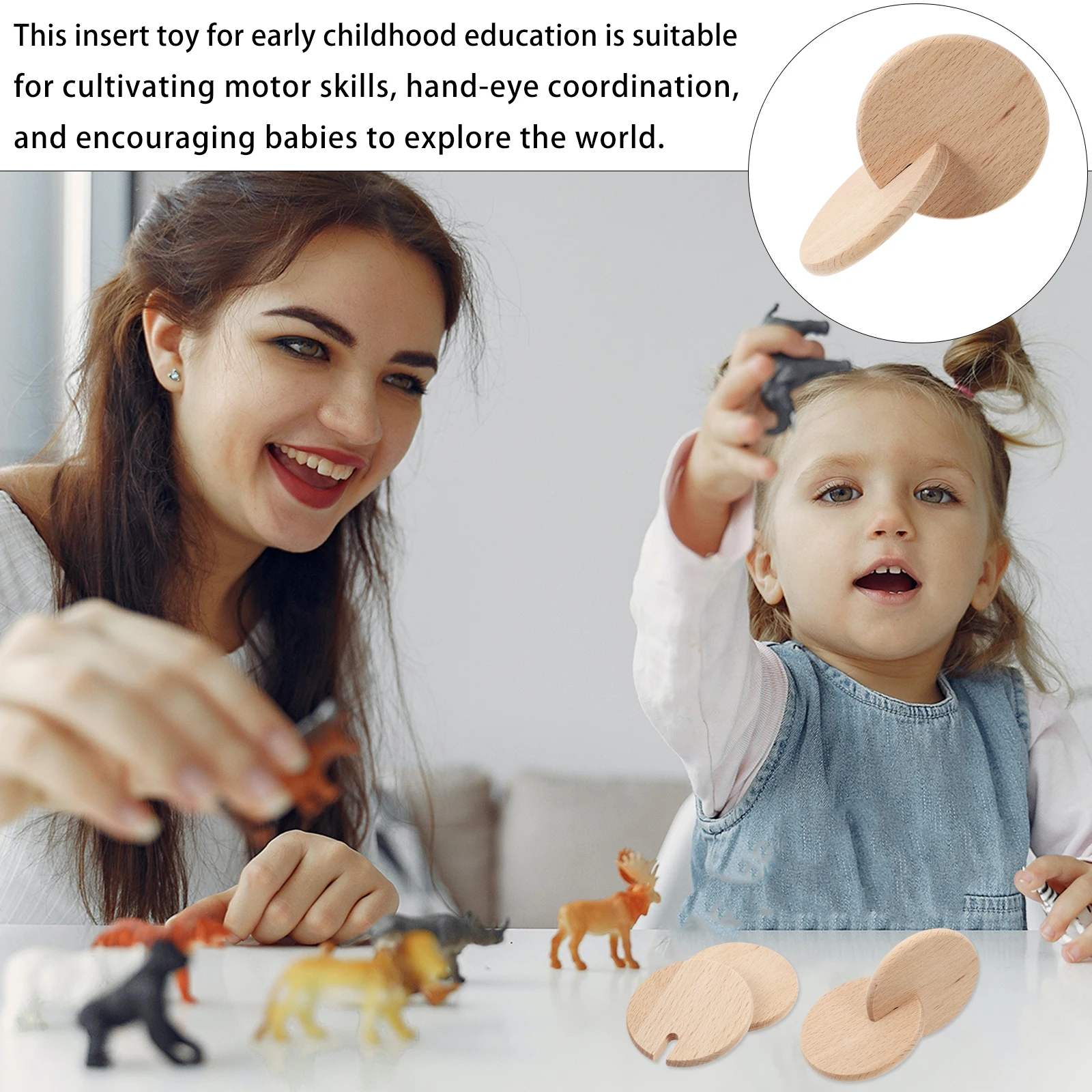 

2 Sets Insert Teaching Aids Toddler Toy Interlocking Discs Montessori Toys for Toddlers