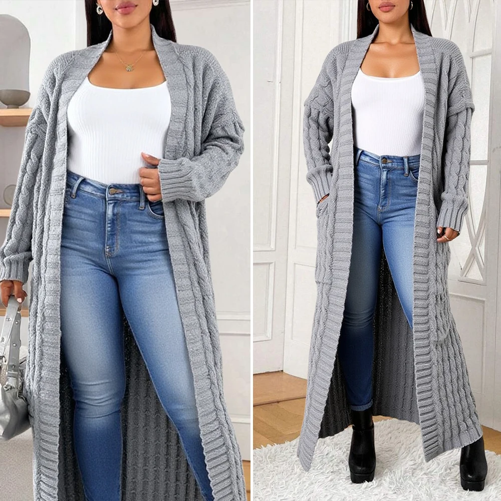 

Long Cardigan Women Jacket Autumn Kintted Winter Crochet Loose Long Sleeve Spring Sweater Warm Jumper Causal Cardigans