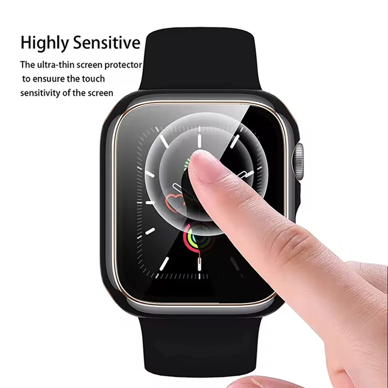 Tempered Glass+Cover For Apple Watch 11 10 42mm 46mm PC Bumper Screen Protector Case iWatch Series 9 8 7 6 5 44 41 42 40 45 mm view 4