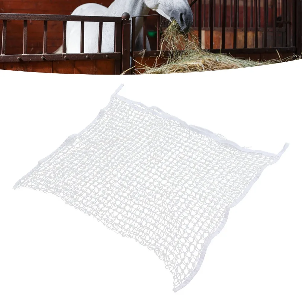 PE Woven Rope Forage Net Bag Large Capacity White Slow Feed Forage Net Durable Mesh Hole Design Horse Forage Bag Horses