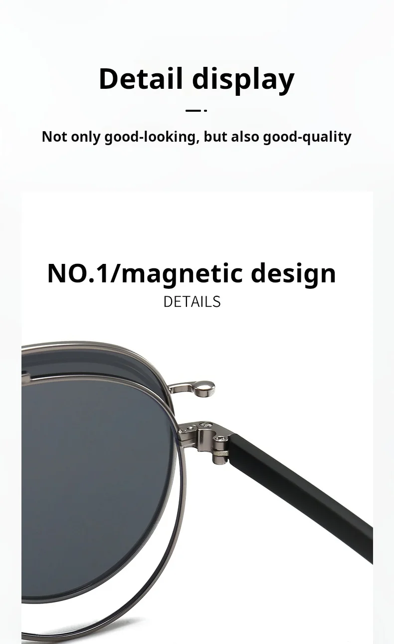 YIMARUILI Herren Pilot Polarisierte Magnetische Clip-On Brille Retro Große Größe UV400 Optische Brillen Rahmen Frauen 8618 – Detail 6
