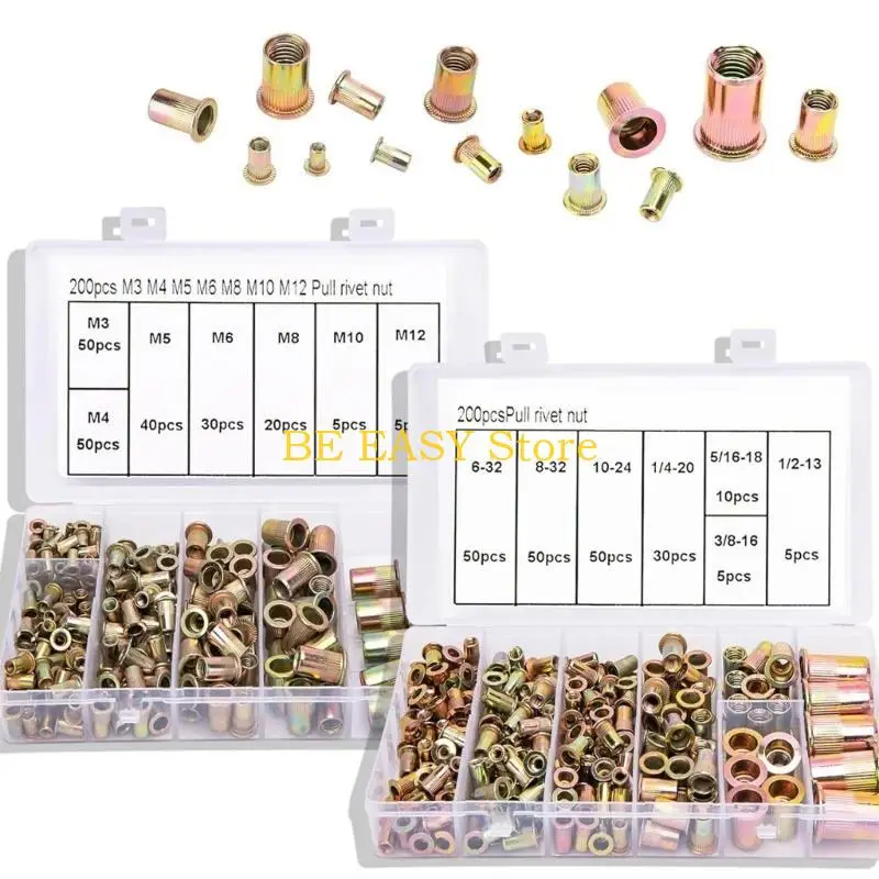 

E28F Industrial Rivets Nut Set 400pcs with Assorted Size Accessory for Repairs