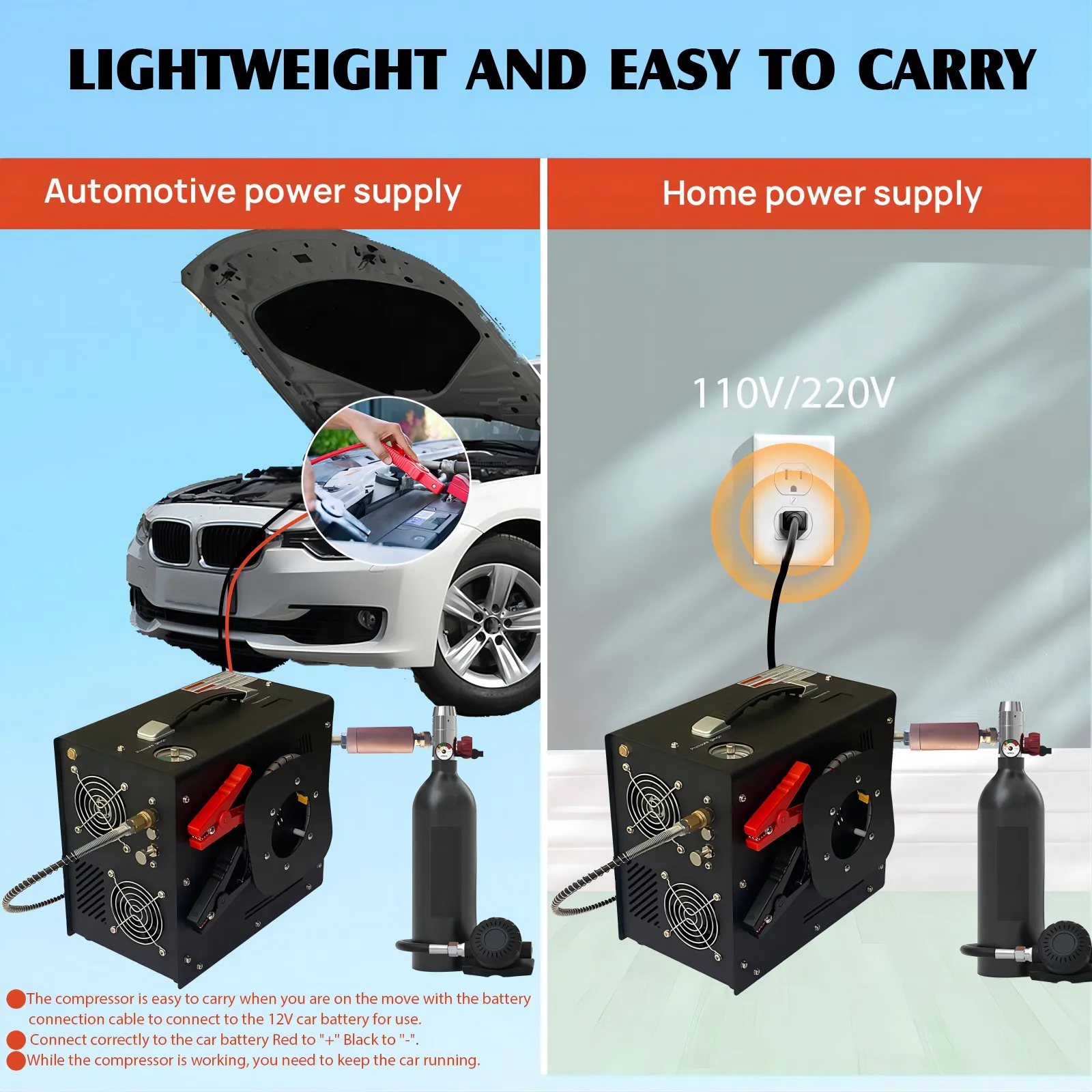 Imagem -05 - Compressor de ar Nuoge-pcp Adaptador Embutido Recurso Auto-stop Inflação Eficiente Ideal para Armas de ar Desempenho Estável 4500psi