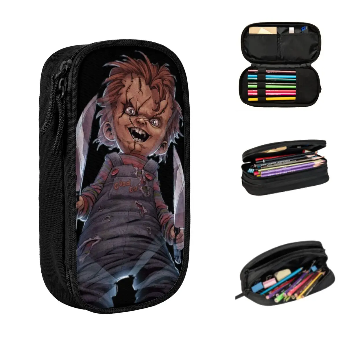 chucky e tiffany lapis cases grande capacidade pen bags pen pouch para meninos e meninas estudantes papelaria escola e escritorio 01