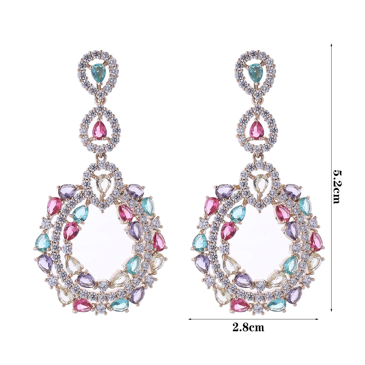 Women's Big Long colorful stone Drop Earrings for Party