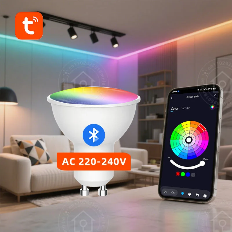 GU10 بلوتوث مصباح تويا لمبة ذكية RGB 220 فولت مصباح ليد لمبات الذكية Led لمبة APP التحكم مصباح 5 7 9 واط عكس الضوء لغرفة ديكور المنزل