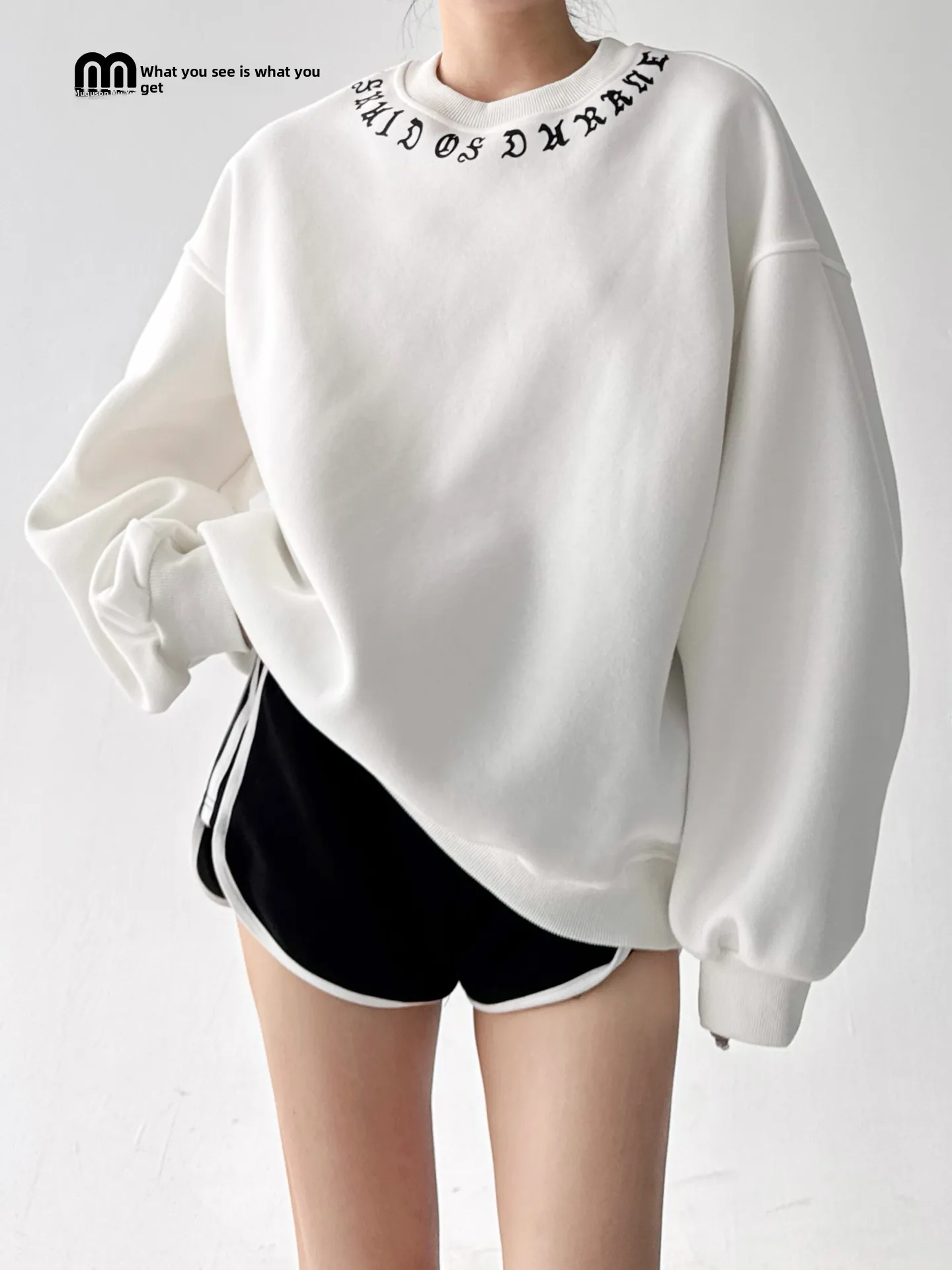 Surdimensionné Long Sve rond Ne femmes T-shirt à capuche broderie paresseux Sle haut ample pour automne hiver nouveauté