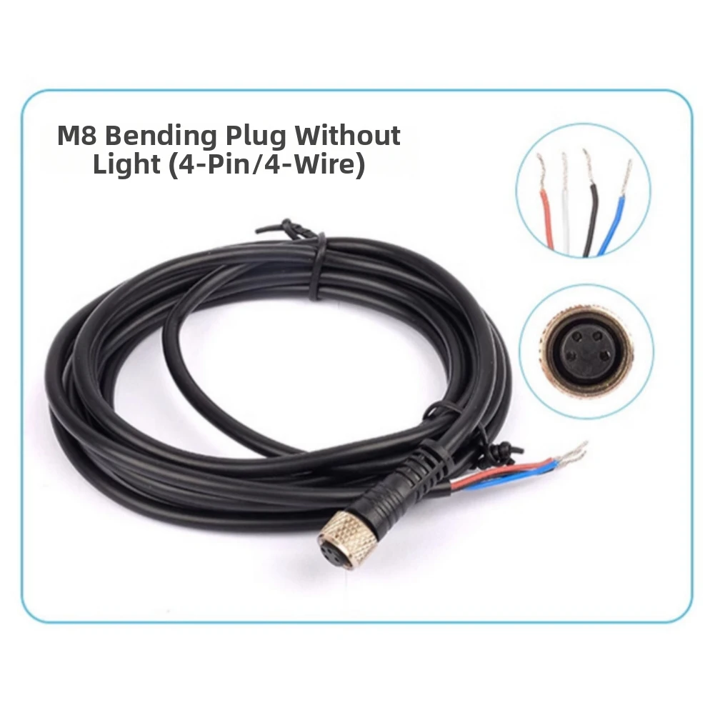 2 Meter PVC M8 4 Pin Female Electrical Cable for Industrial Sensors Encoders Switches and Automation Equipment