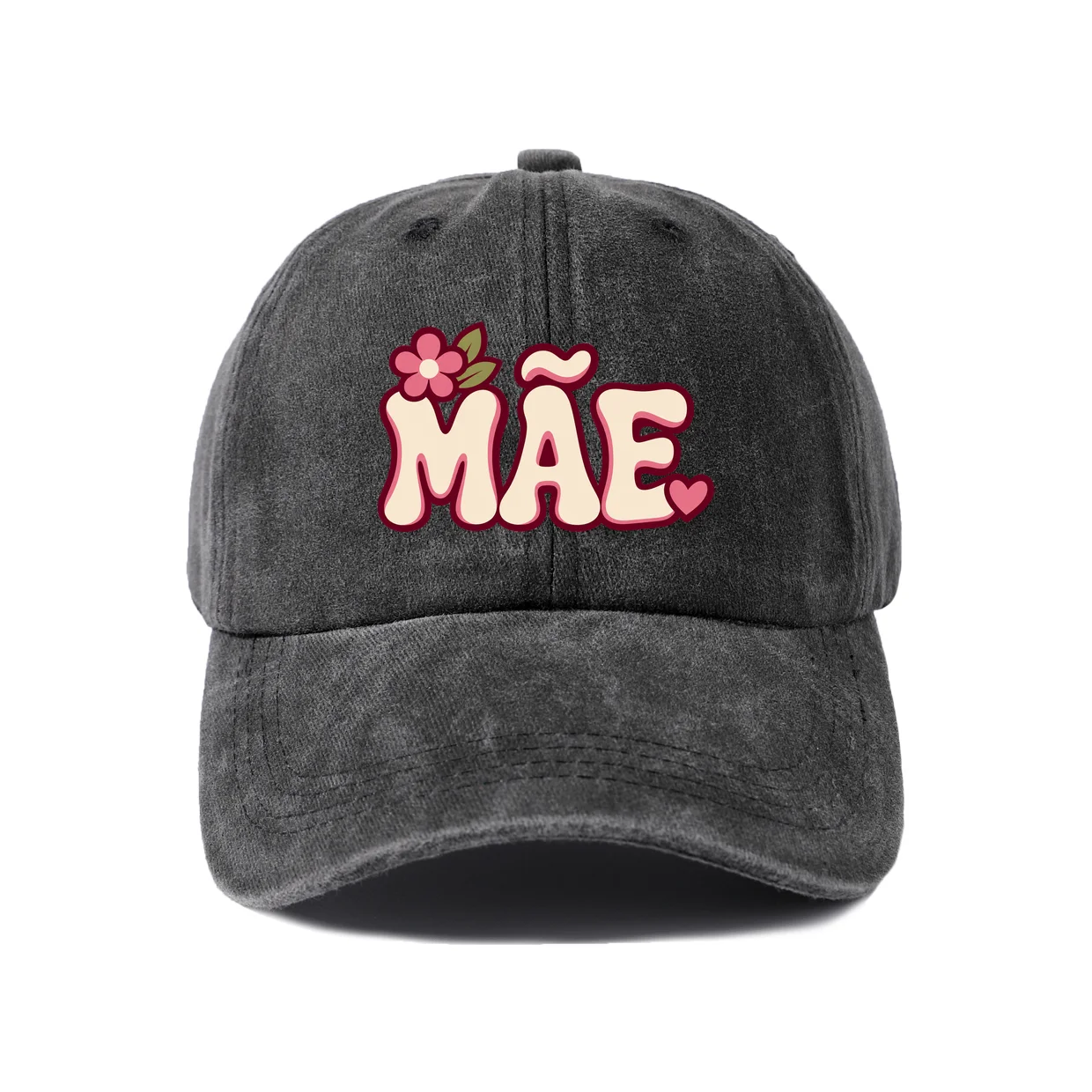 Mae Portuguese Typography Baseball Cap, Vintage Washed Adjustable Unisex Dad Hat, Outdoor Gift
