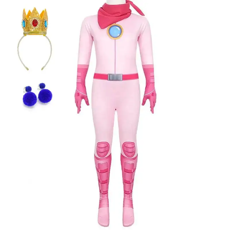 Girl pink Princess jumpsuit Dressup For Kids Carnival Disguise Peach Cosplay Clothing Birthday Halloween Festive jumpsuit