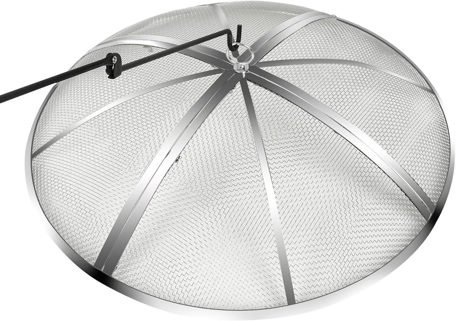 

30 Inch Fire Pit Spark Screen,Stainless Steel Fire Pit Screen Cover with Handle&Poker,Outdoor Fire Pit Screen Cover Round Mesh L