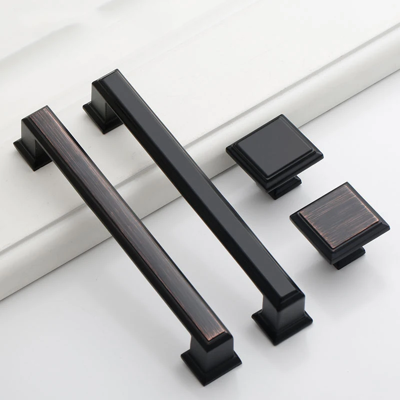 Matte Black Zinc Alloy Security Door Handles Cabinet Door Handle Modern High-End Drawer Flush Handles Hardware Accessories