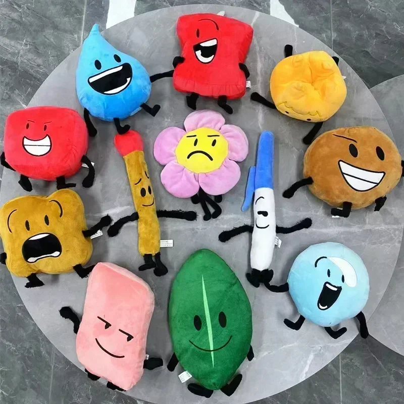Battle for Dream Island Plush Toys BFDI Fire Flower Water drop Bubble Cake X Four Number Plushie Figure Stuffed Plants Doll Gift