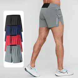 2 in 1 Marathon Running Shorts Quick Dry Long Distance Running Training Tights Sports Men Gym Summer Lining With Waist bag