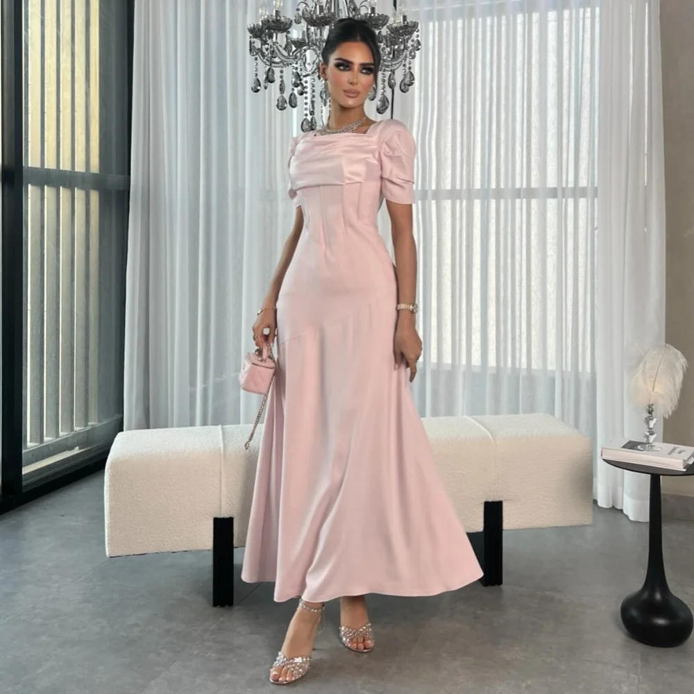 

Fashion Jersey Pleat A-line Square Neck Midi Dresses Prom Dresses Classic Exquisite Modern Style Pastrol Unisex Chinese Style