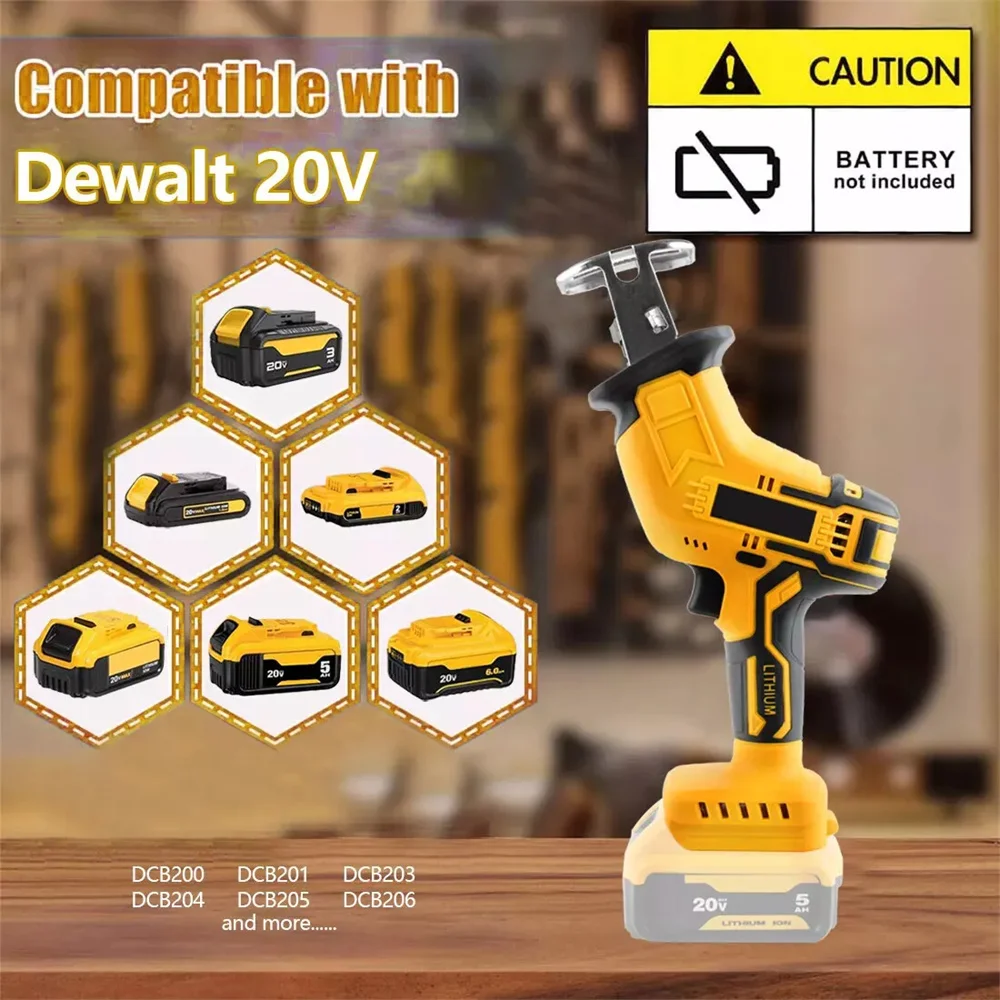 전기 왕복 톱 LED 조명 전기 말 칼 DeWalt 20V 최대 배터리에 맞는 작은 휴대용 야외 절단 톱