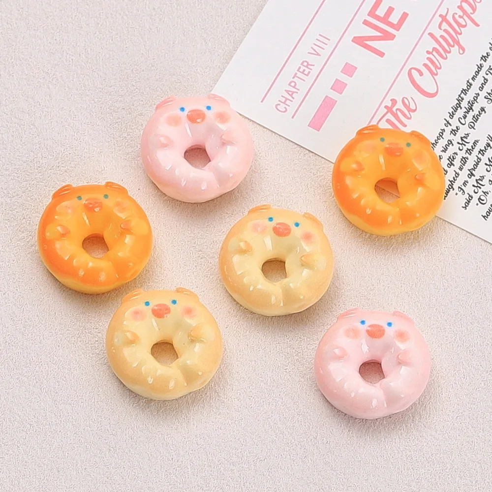 10pcs Kawaii Simulation Pig Donuts Resin Flatback Cabochon Jewelry Hairpin Craft Decoration DIY Scrapbooking