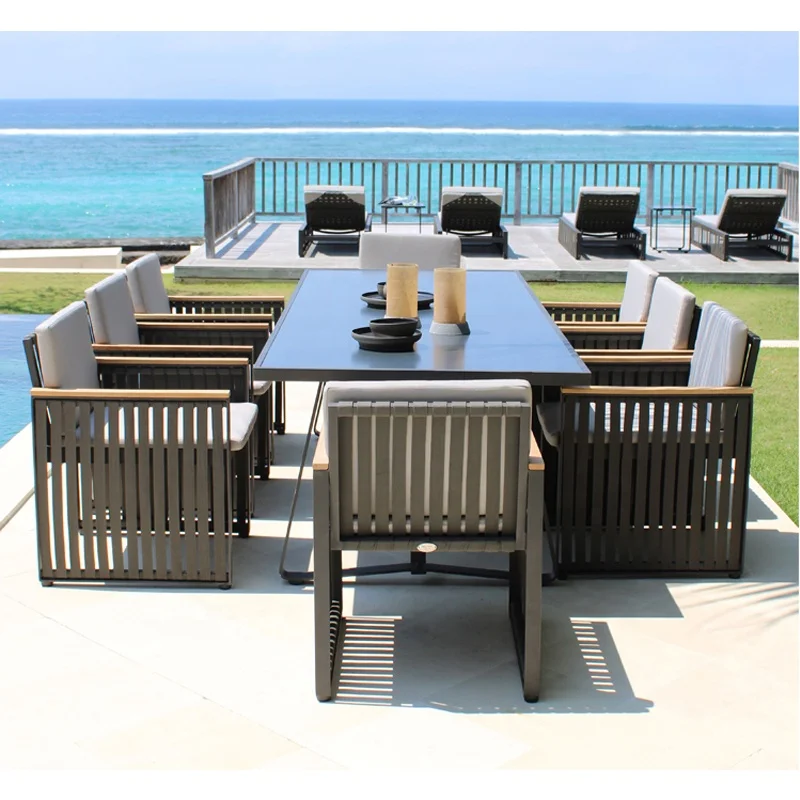 Aluminum Chair Outdoor Garden Rattan Furniture Set Rope Furniture Set Pool Lounge Aluminium Sofa Outdoor With Cushions