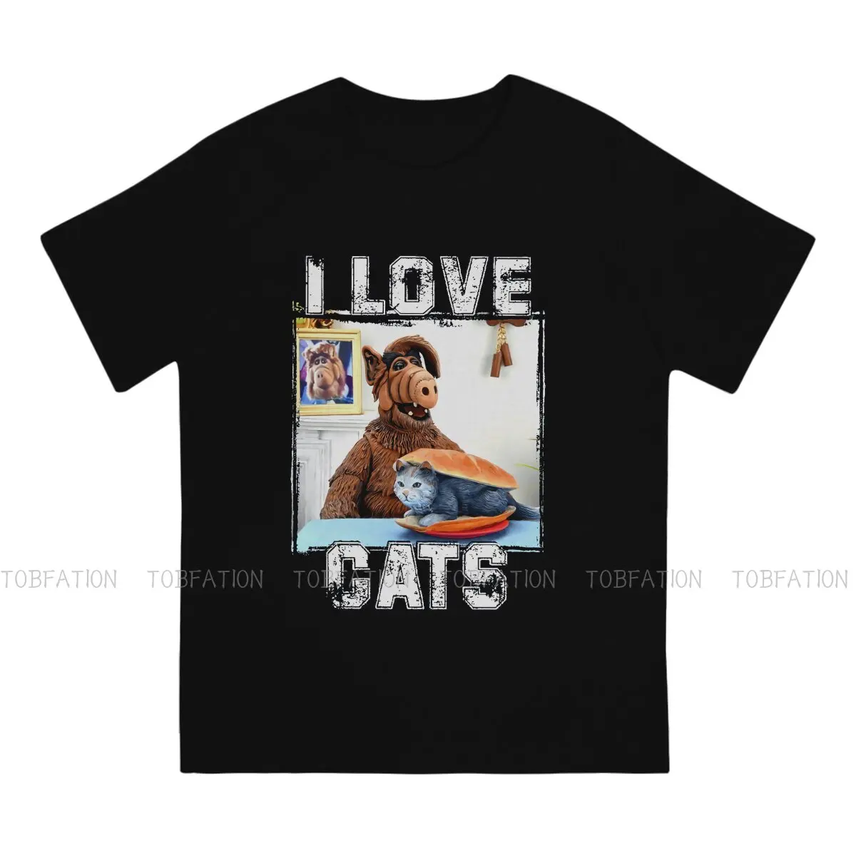 Alf TV Original TShirts I Love Cats Fan Art Classic  Personalize Homme T Shirt New Trend Tops 6XL