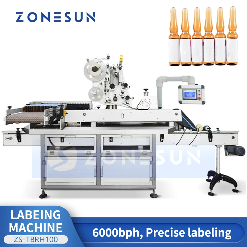 ZONESUN ZS-TBRH100 Automatic Oral Liquid Tube Labeling Machine with Horizontal Traying System