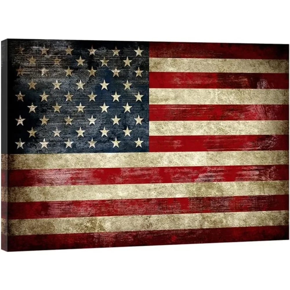 

Large Old Vintage American Flag Canvas Prints Wall Art Pictures Paintings for Living Room Office Home Decorations Mode