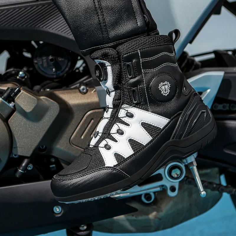 JG WOLVES Motorcycle Boots Men Moto Riding Boots Breathable Motorcycles Shoes Motorbike Chopper Cruiser Touring Ankle Shoes view 3