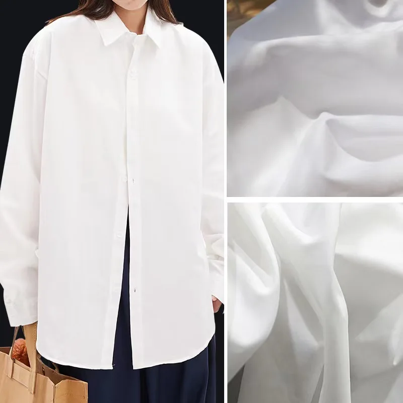 40 Combed Cotton White Shirt Fabrics Top Clothes Fabric Matte Opaque All Cotton Plain Color Poplin Sewing by the Meters