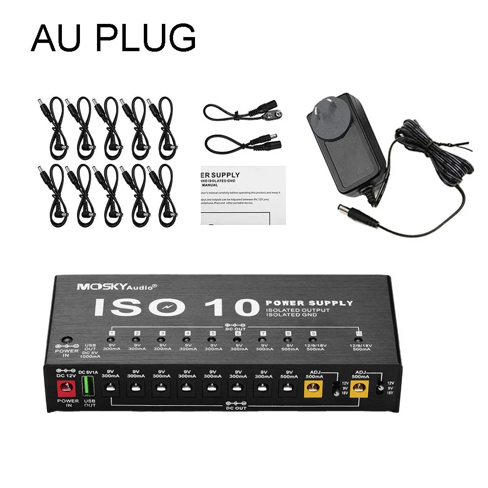 For Guitar Effect Power Supply 10 Isolated 12 V Adapter Accessories DC Output DC Power Cables For 9V 12V 18V ISO-10