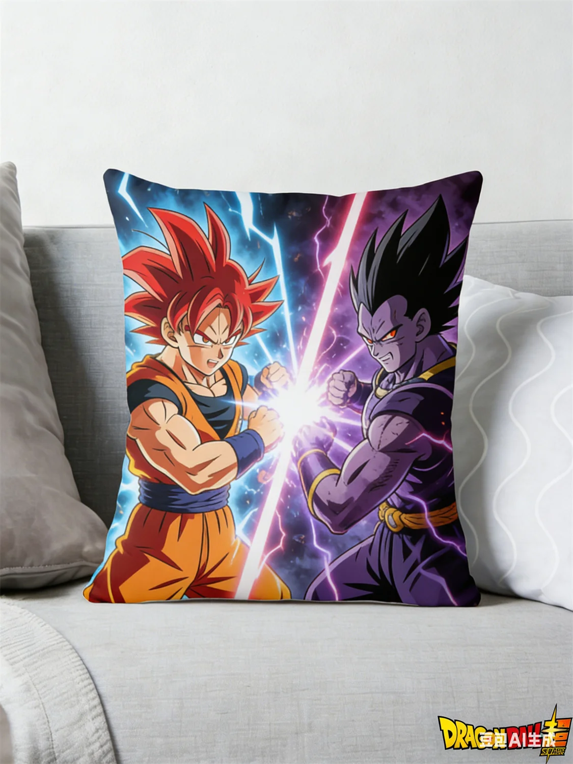 Dragon Ball Kissen, Anime-Fan-Favorit Goku & Vegeta Bedrucktes Dekokissen für Fans, Anime-Heimdekoration und Anime-Enthusiasten-Stil