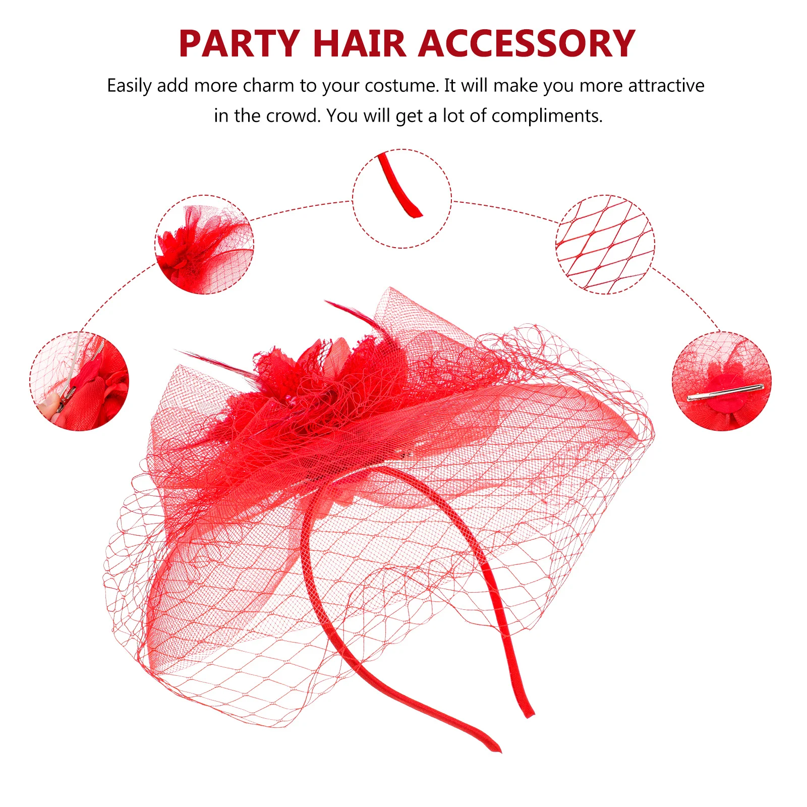 صافي تول هيرباند مع العروس حفل زفاف غطاء الرأس الفاسناتور الحجاب قبعة خوذة المرأة حفلة تنكرية كرنفال