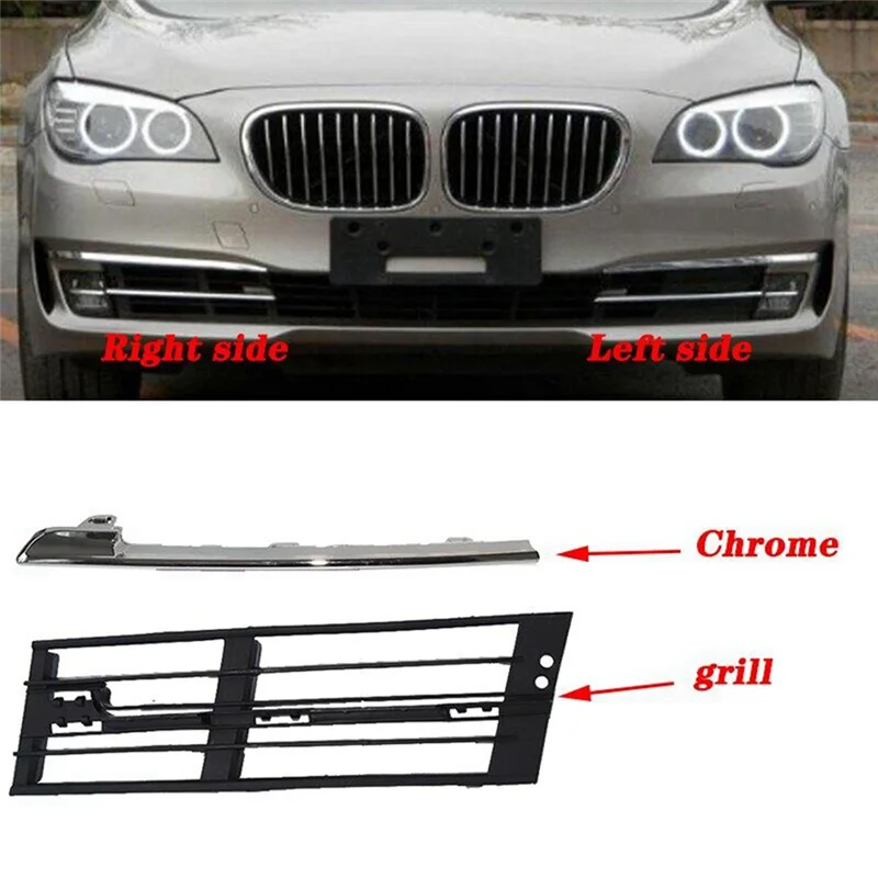 

51117295276 Right Front Lower Bumper Fog Light Grilles Trim Parts For BMW 7 Series F01 F02 2011-2015 Fog Lamp Air Vent Cover