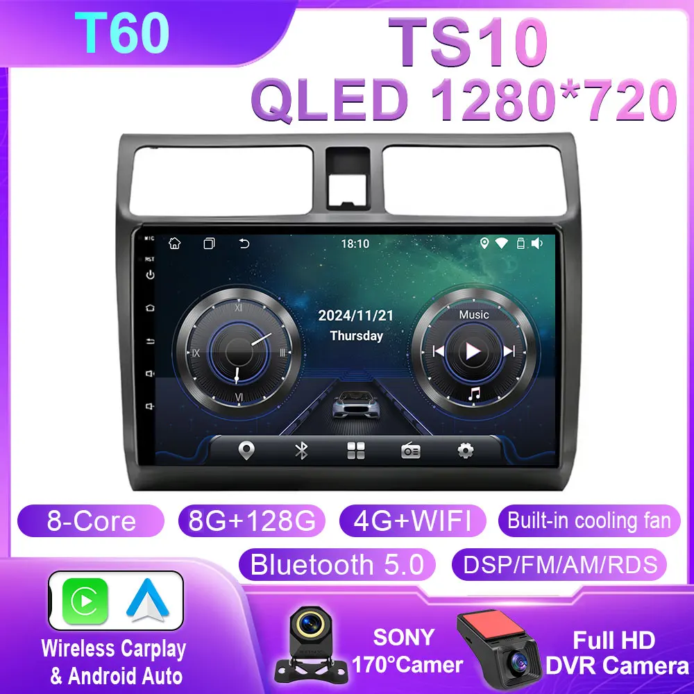 Android 14 Autoradio Voor Suzuki Swift 2003-2006 2007 2008 2009 2010 Multimedia Speler Stereo Carplay AUTO Head Unit WIFI 4G BT