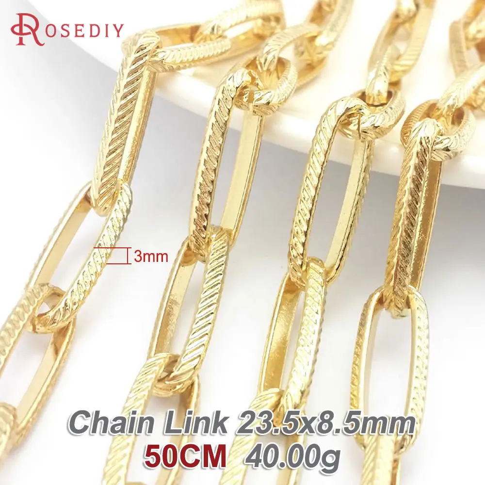 50CM 24K Gold Color Iron Long Oval Shape Necklace Chains Jewelry Chains Jewelry Making Supplies Diy Findings Accessories