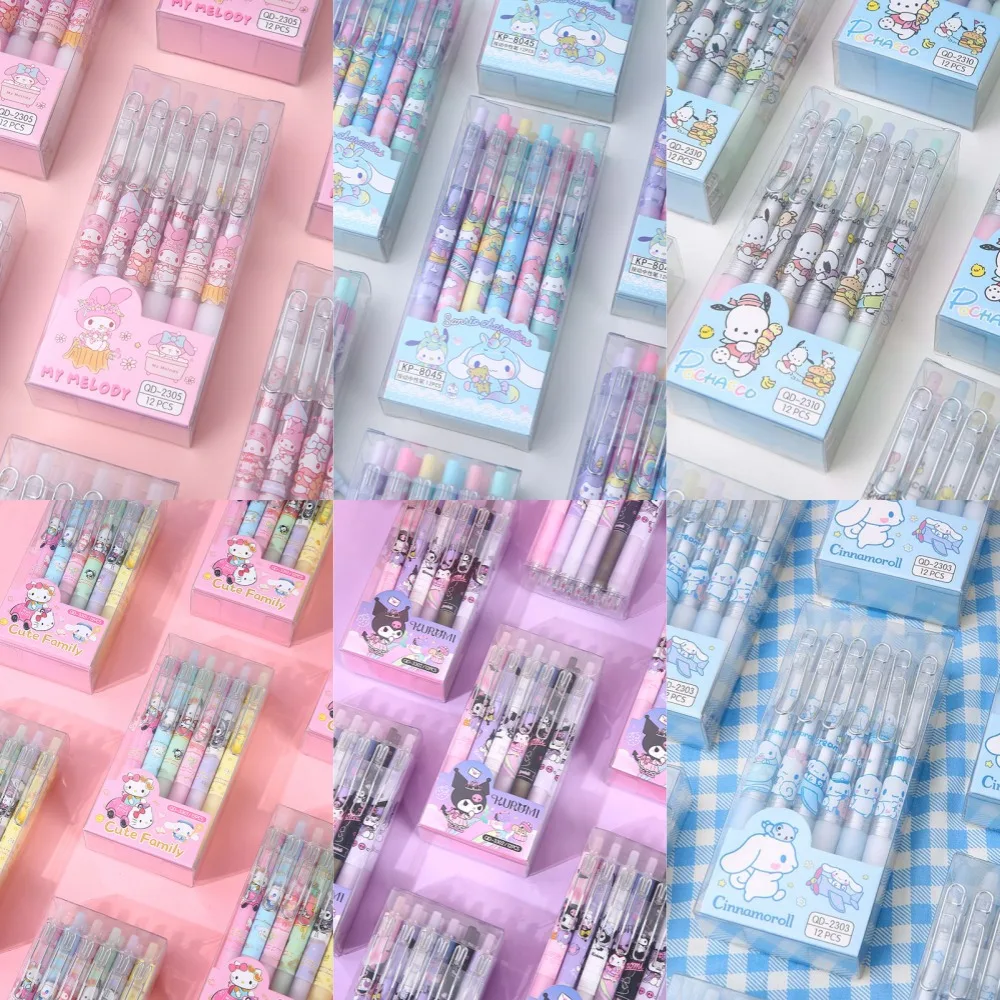 

6pcs/box Anime Sanrio Kawaii Cute Cartoon Hello Kitty 0.5mm Student Neutral Pen Diary OfficeStationery Supplies Festivals Gift