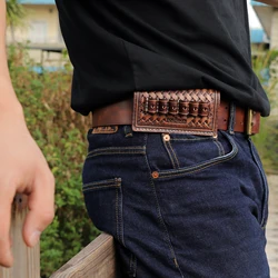 Tourbon Hunting Leather Rifle Shell Cilp Belt Ammo Holder 6 Rounds Shot Bullet Cartridge Carrier with Belt Loop Shooting