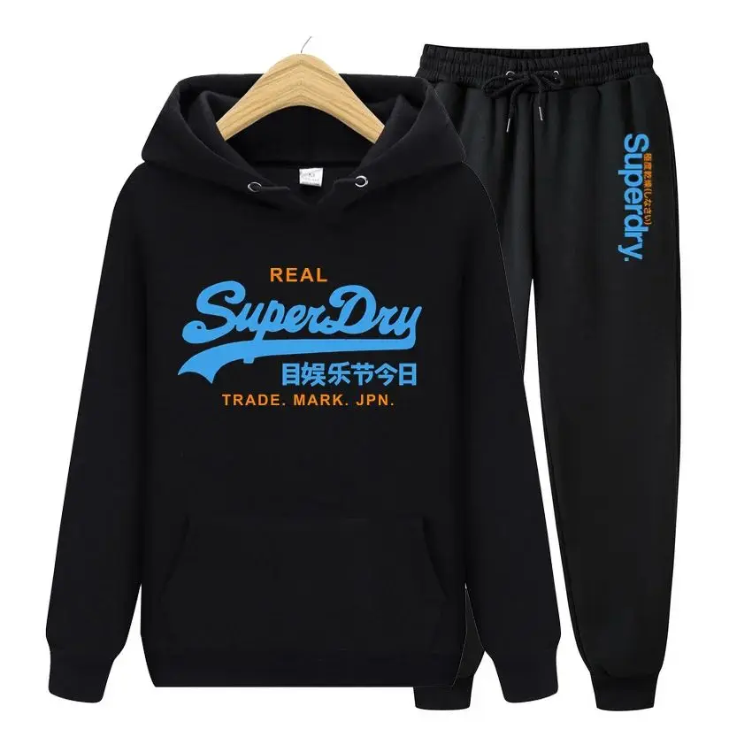 2024 UK Superdry Ultimate Dry Men\'s New Hoodie+Pants Autumn Winter Hoodie Hoodie Casual Sports Fashion Street Couple Loose Set