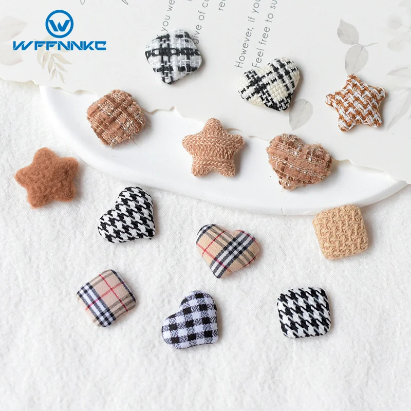 WFFNNKC 20-30Pcs Cute Star Love Heart Ornaments accessori abbigliamento fai da te scarpe artigianato forniture Kid Fabric Art Decor Button Patch