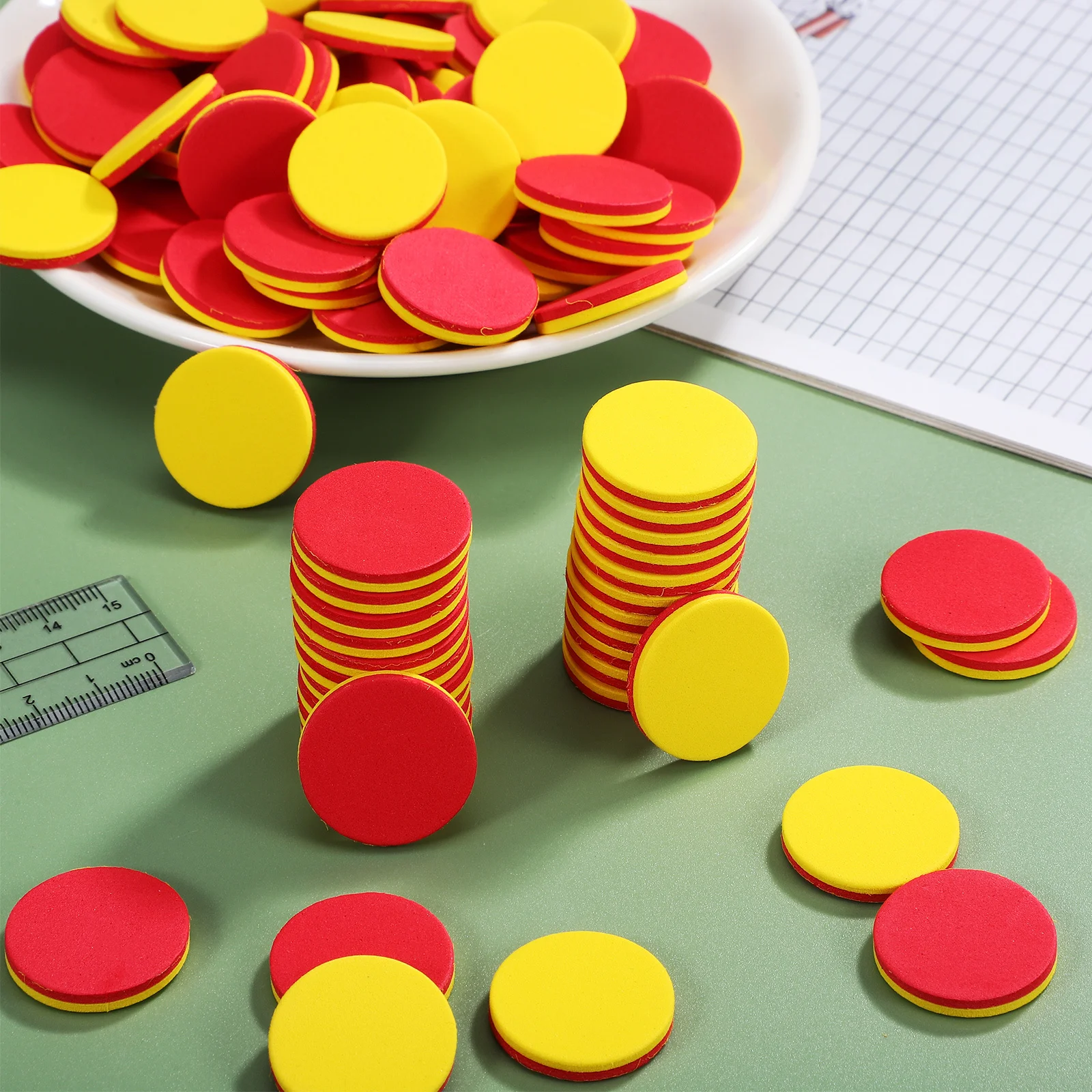 100 Stuks Tellen Chips Dual-Color Eva Math Tellers Voor Kinderen Nummer Cognitieve Tellen Blokken Wiskunde Leren Educatief gereedschap
